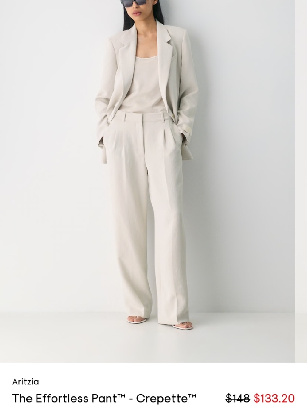 Aritzia Effortless Pant - Wider Trousers in Matte Pearl